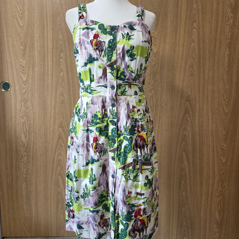 Emily and Fin Vintage Western Cowboy Print Dress